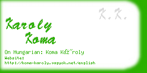 karoly koma business card